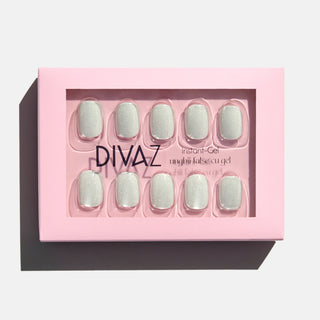 Silver Snow, set de unghii false press-on cu aspect de gel