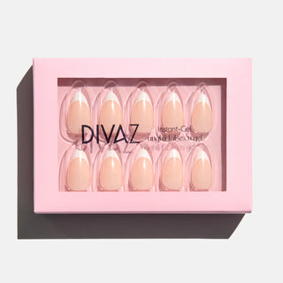 Girly French, set de unghii false press-on cu aspect de gel