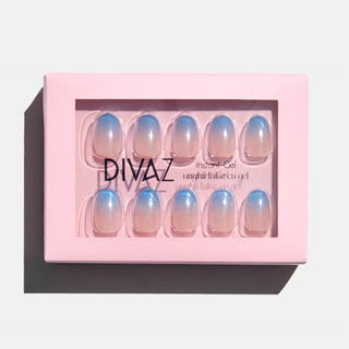 Ombre Bleu, set de unghii false press-on cu aspect de gel