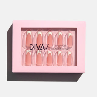 French Long Square, set de unghii false press-on cu aspect de gel