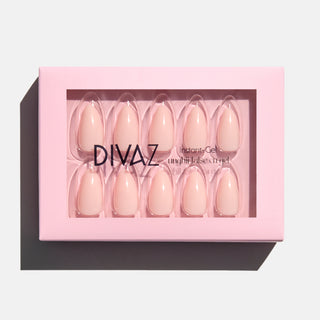 Roz perlat, set de unghii false press-on cu aspect de gel