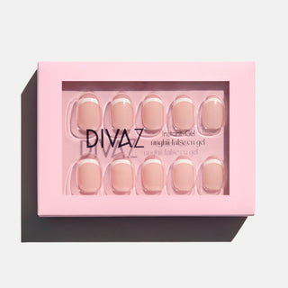 Minimalist French, set de unghii false press-on cu aspect de gel