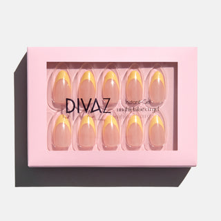 Lemon French, set de unghii false press-on cu aspect de gel