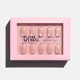 Nude Perlato, set de unghii false press-on cu aspect de gel