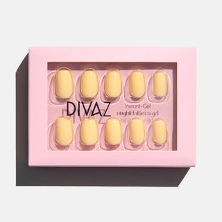Galben Pastel, set de unghii false press-on cu aspect de gel
