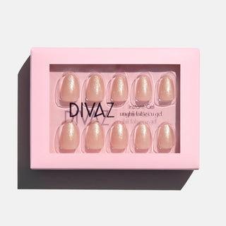 Nude Sparkly, set de unghii false press-on cu aspect de gel