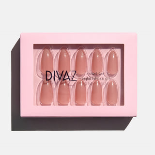 Roz cald, set de unghii false press-on cu aspect de gel